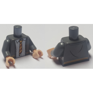 dark bluish gray torso cardigan sweater with white shirt with wrinkles red and gold tie and trim gryffindor pattern dark bluish gray arms light nougat hands