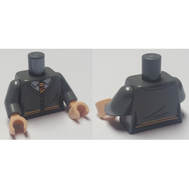 dark bluish gray torso female outline cardigan sweater with white shirt red and yellow tie and trim gryffindor pattern dark bluish gray arms light nougat hands