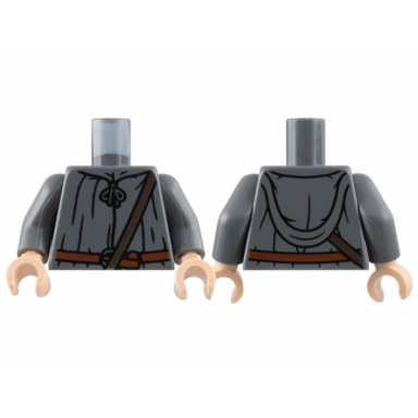 dark bluish gray torso robe dark brown shoulder belt reddish brown belt with buckle pattern dark bluish gray arms light nougat hands