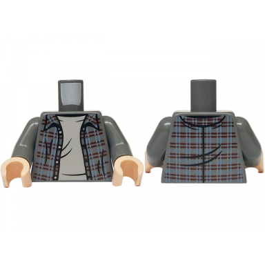 dark bluish gray torso flannel shirt over light bluish gray t-shirt pattern dark bluish gray arms light nougat hands