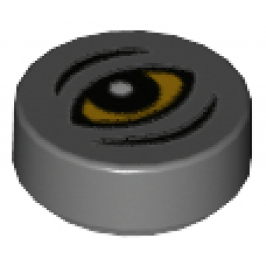 dark bluish gray tile round 1 x 1 with eye erumpent pattern