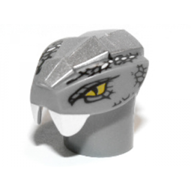 dark bluish gray minifigure head modified snake with silver scales pattern chokun