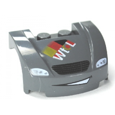 dark bluish gray vehicle mudguard 3 x 4 x 1 2 3 curved front with headlights grille and smile pattern max schnell
