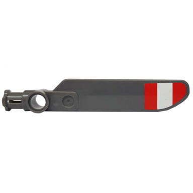 dark bluish gray technic rotor blade small with axle and pin connector end with red and white stripes wide equal width pattern on top sticker - set 42025