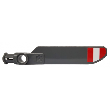dark bluish gray technic rotor blade small with axle and pin connector end with red and white stripes medium equal width pattern on top sticker - set 42057