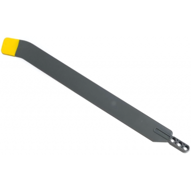 dark bluish gray technic rotor blade large bent with 3l liftarm thick and yellow rubber tip pattern