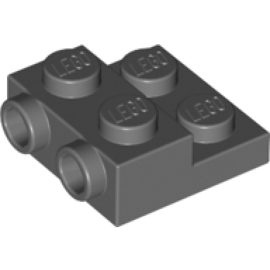 dark bluish gray plate modified 2 x 2 x 2 3 with 2 studs on side