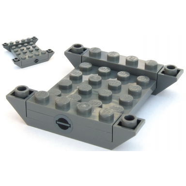 dark bluish gray stickered assembly 6 x 6 x 1 with rectangle on black dot pattern on both sides stickers - set 7625 - 2 plate 1 x 4 1 plate 4 x 6 2 slope inverted 45 6 x 1 double with 1 x 4 cutout