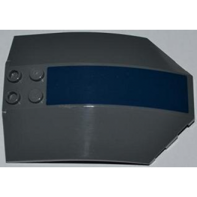 dark bluish gray windscreen 8 x 6 x 2 curved sloped sides with dark blue stripe pattern sticker - set 8018