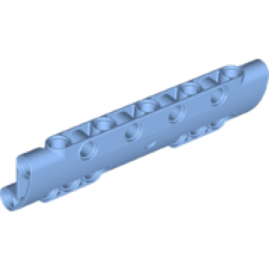 medium blue technic panel curved 11 x 3 with 10 pin holes through panel surface
