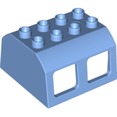 medium blue duplo train locomotive cabin roof 2 x 4 studs 4 medium windows