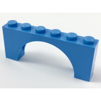 medium blue arch 1 x 6 x 2 - medium thick top without reinforced underside