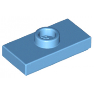 medium blue plate modified 1 x 2 with 1 stud with groove and bottom stud holder jumper