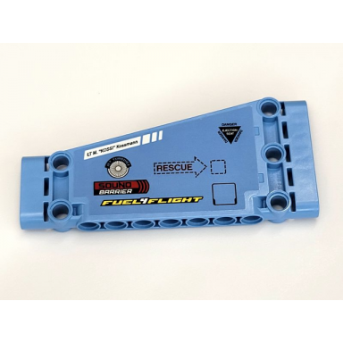 medium blue technic panel plate 5 x 11 x 1 tapered with fuel4flight sound barrier lt m kossi kossman and rescue pattern left sticker - set 42066