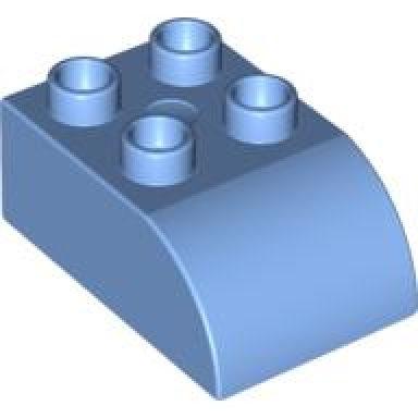 medium blue duplo brick 2 x 3 slope curved
