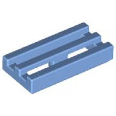 medium blue tile modified 1 x 2 grille with bottom groove
