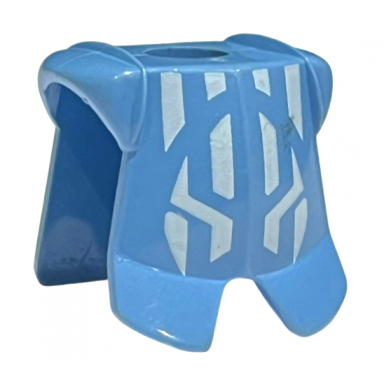 medium blue minifigure armor breastplate with leg protection with white jayko geometric pattern