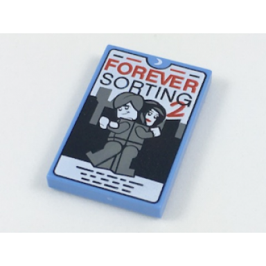 medium blue tile 2 x 3 with forever sorting 2 movie case pattern