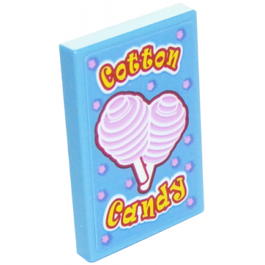 medium blue tile 2 x 3 with cotton candy pattern sticker - set 10261