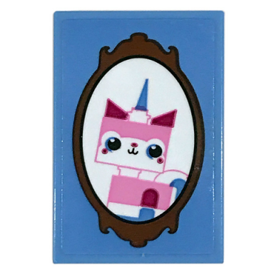 medium blue tile 2 x 3 with framed unikitty picture pattern sticker - set 70831