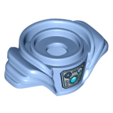medium blue minifigure armor breastplate with layered shoulder protection with medium azure round crystal and pressure gauge on silver background pattern