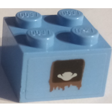 medium blue brick 2 x 2 with fuel gas cap pattern sticker - set 8677