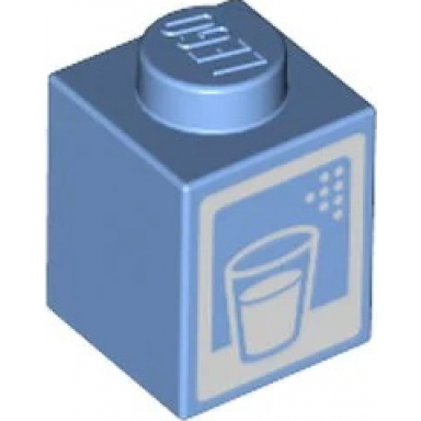 medium blue brick 1 x 1 with white glass outline drink and border pattern milk carton