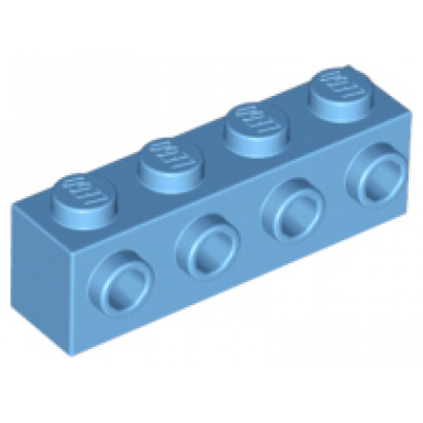 medium blue brick modified 1 x 4 with studs on side
