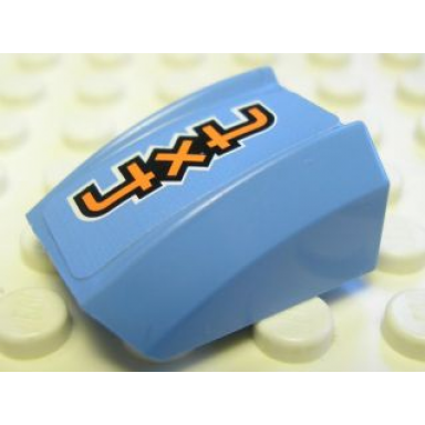 medium blue slope curved 2 x 2 lip with orange 4x4 pattern model left sticker - set 8657