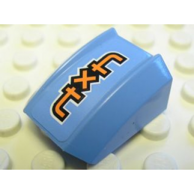 medium blue slope curved 2 x 2 lip with orange 4x4 pattern model right sticker - set 8657