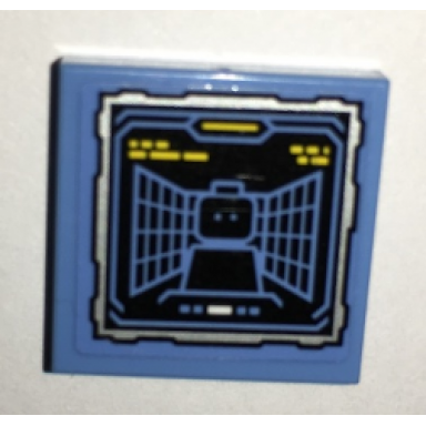 medium blue tile 2 x 2 with batcomputer minifigure target display pattern sticker - set 70909