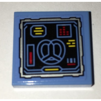medium blue tile 2 x 2 with batcomputer pretzel display pattern sticker - set 70909