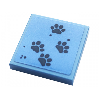 medium blue tile 2 x 2 with dark blue paw prints pattern sticker - set 41738