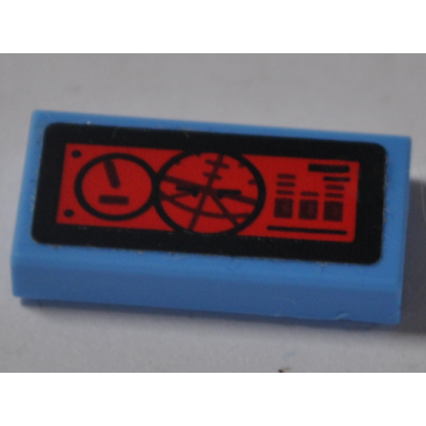 medium blue tile 1 x 2 with gauge and artificial horizon on black and red background pattern sticker - set 76049