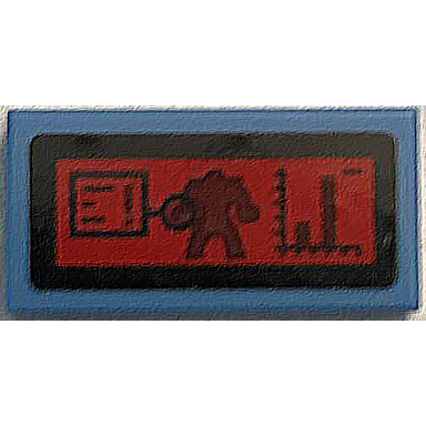 medium blue tile 1 x 2 with thanos and computer radar display on black and red background pattern sticker - set 76049