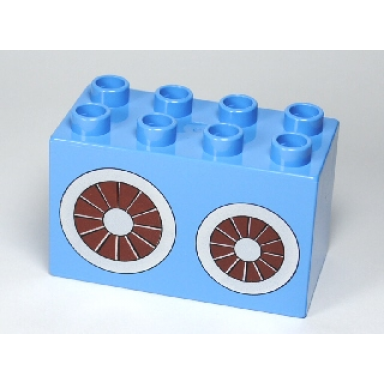 medium blue duplo brick 2 x 4 x 2 with wheels pulleys pattern