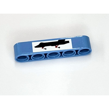 medium blue technic liftarm thick 1 x 5 with black airplane and wheels down pattern sticker - set 42066