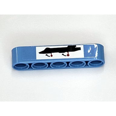 medium blue technic liftarm thick 1 x 5 with black airplane and wheels up pattern sticker - set 42066