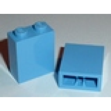 medium blue brick 1 x 2 x 2 with inside axle holder