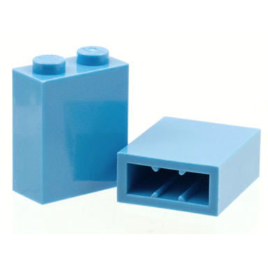 medium blue brick 1 x 2 x 2 with inside stud holder