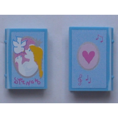 medium blue minifigure utensil book 2 x 3 with princess with dove heart pattern stickers - set 5834