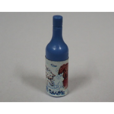 medium blue scala accessories bottle wine with label with white cat and brown dog pattern sticker - set 3110