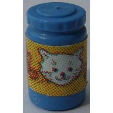 medium blue scala accessories jar jam jelly yellow label with white cat face pattern sticker - set 3110