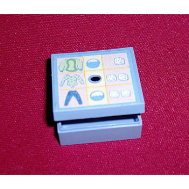medium blue container box 3 1 2 x 3 1 2 x 1 1 3 with hinged lid with laundry instructions pattern sticker - set 3202