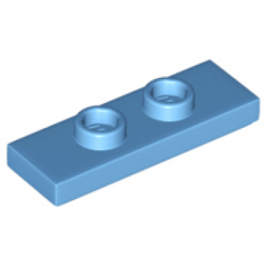 medium blue plate modified 1 x 3 with 2 studs double jumper