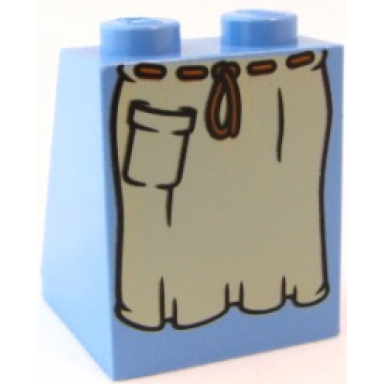 medium blue slope 65 2 x 2 x 2 with bottom tube with minifigure dress skirt robe apron with pocket and belt pattern