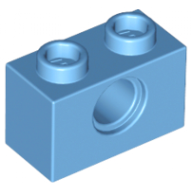 medium blue technic brick 1 x 2 with hole
