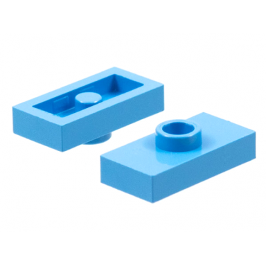 medium blue plate modified 1 x 2 with 1 stud without groove jumper
