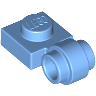 medium blue plate modified 1 x 1 with light attachment - thick ring