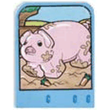 story builder farmyard fun card with pig in mud with carrots pattern